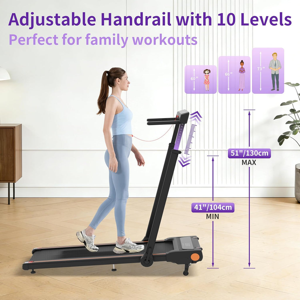 Foldable Walking Pad Treadmill for Home with Handle Bar and Removable Desk, 4.0HP under Desk Treadmill with Incline, 330 Lb Compact Treadmill for Small Spaces with Wristband Remote Control