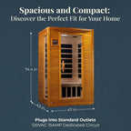 Andora 2-Person Low EMF FAR Infrared Sauna, Canadian Hemlock