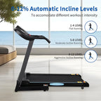 Treadmill 2.5HP Electric with 12Level Auto Incline Foldable Treadmill with LCD Monitor 220Lbs 8.5 Mph Speed Range for Home Gym Eercise Fitness