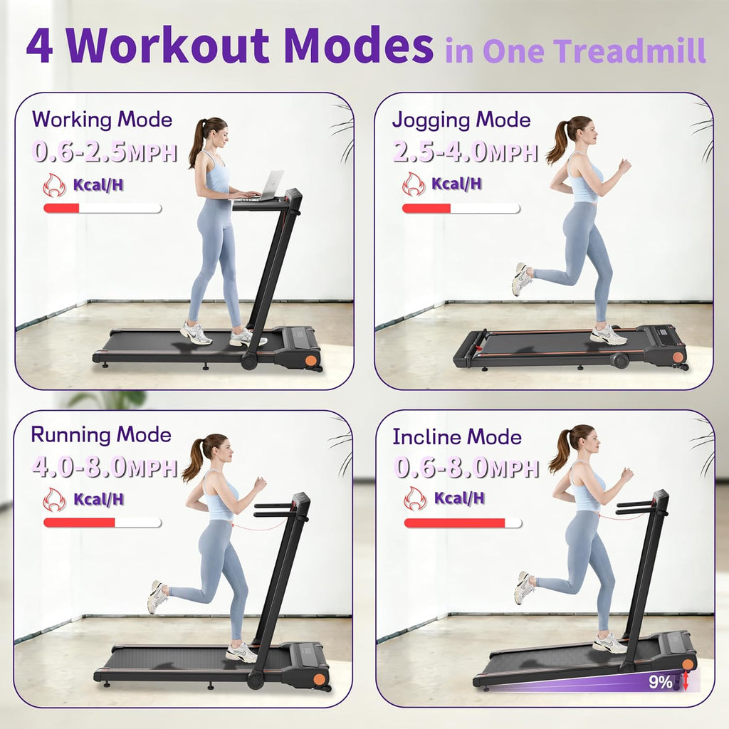 Foldable Walking Pad Treadmill for Home with Handle Bar and Removable Desk, 4.0HP under Desk Treadmill with Incline, 330 Lb Compact Treadmill for Small Spaces with Wristband Remote Control