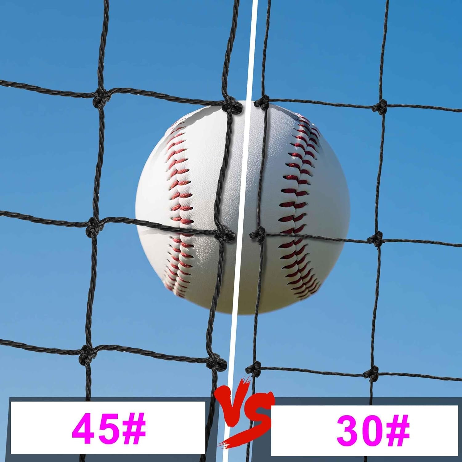 Baseball Batting Cage Nets,20‘L/ 35'L/55'L/70'L Baseball and Softball Cage Netting, Enclosed HDPE #30 /#45 Netting Batting Cages for Backyard and Indoor (NET ONLY)