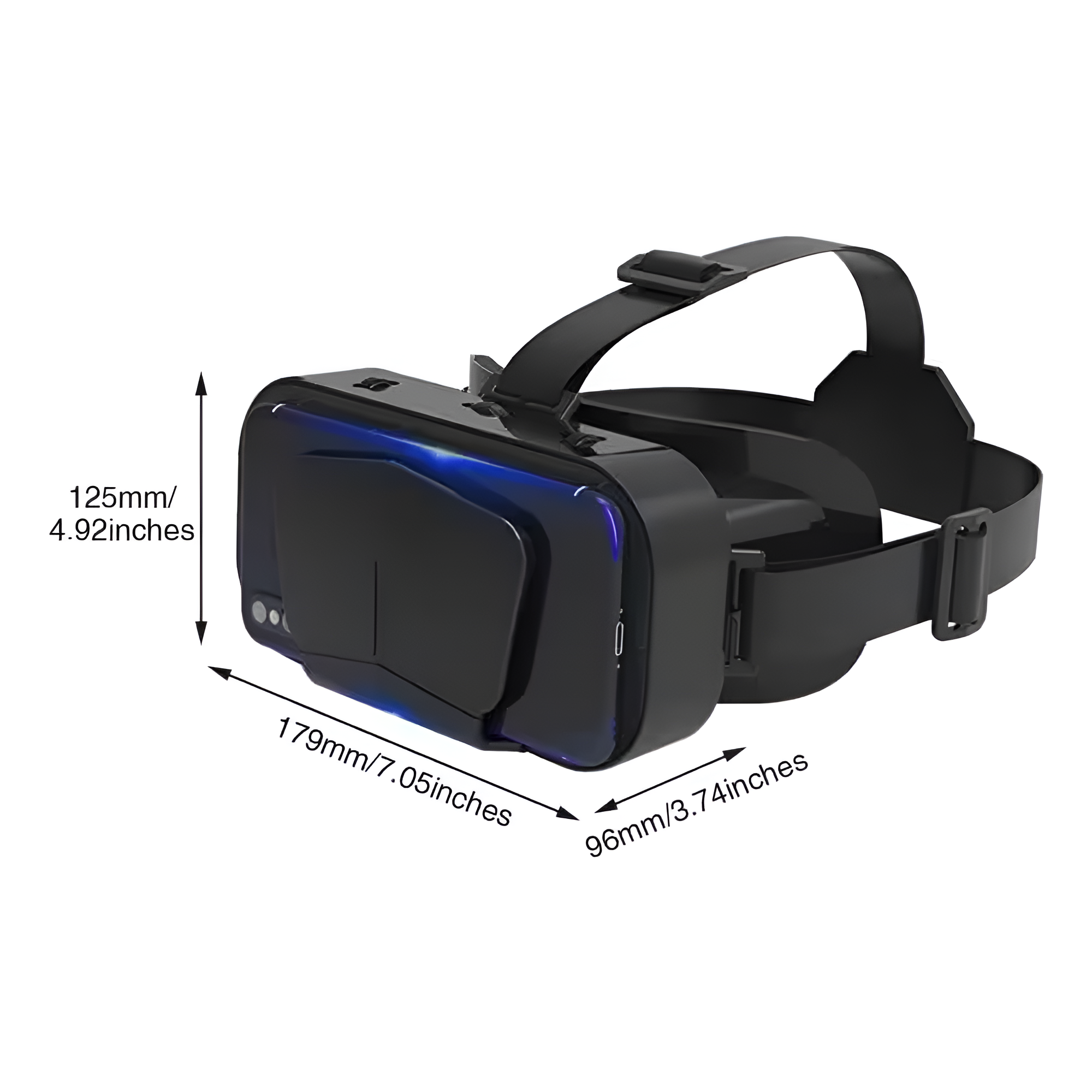 Virtual Reality VR Headset 3D Glasses Black Stereo Headphones for 4.7-7 In. Phones with 360° Experience