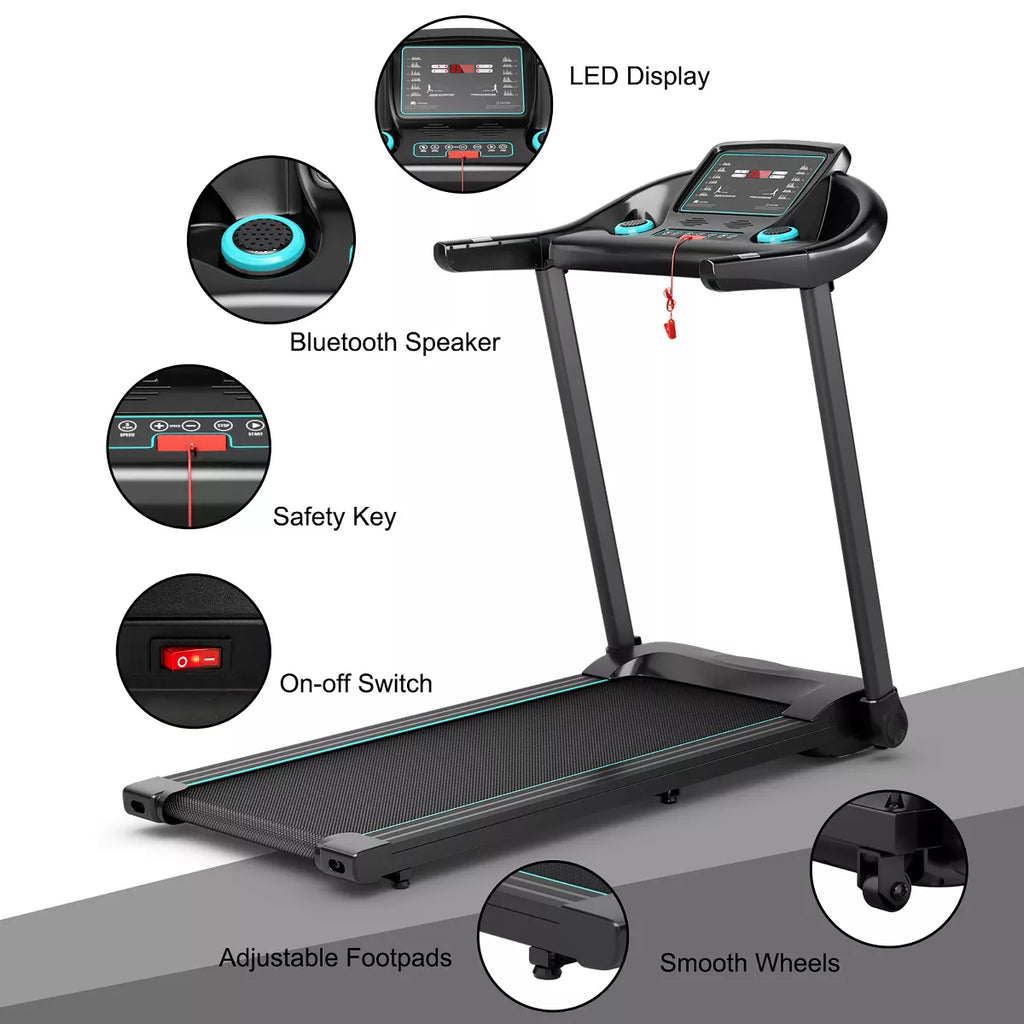Costway 2.25HP Electric Running Machine Treadmill Bluetooth Speaker APP Control