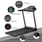 Costway 2.25HP Electric Running Machine Treadmill Bluetooth Speaker APP Control