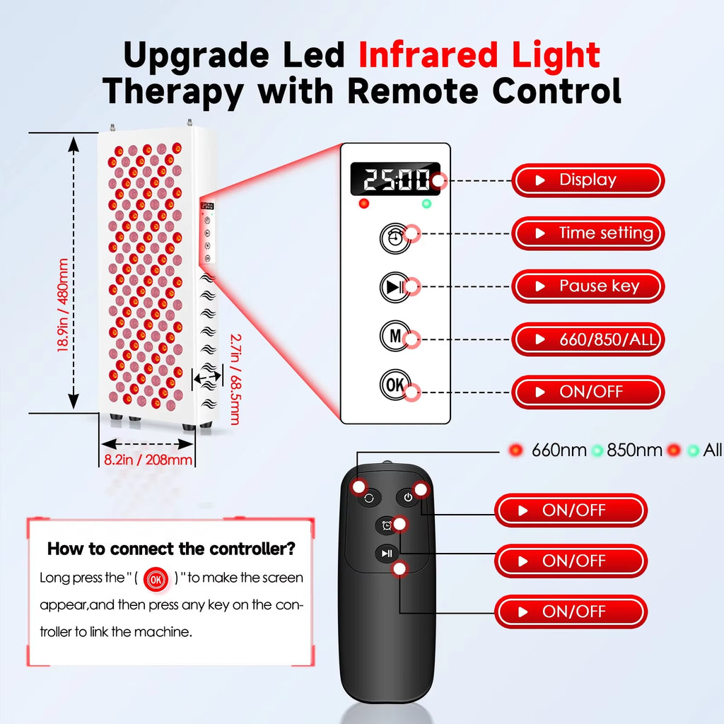 Red Light Therapy for Body Face Panel Lamp 850Nm 660Nm 600W near Infrared Light LED Health Beauty Devices for Face Body Muscle