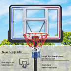 4.76 Ft. to 10 Ft. Black Metal Portable Basketball Hoop Height Adjustment with LED Lights