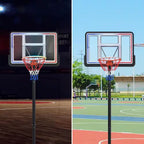 4.76 Ft. to 10 Ft. Black Metal Portable Basketball Hoop Height Adjustment with LED Lights