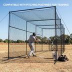 40FT Batting Cage, Baseball Softball Hitting Cage Net and Frame, Heavy Duty Baseball Softball Training Equipment, Framed Batting Cage Complete Package for Hitting and Pitching Practice, Black