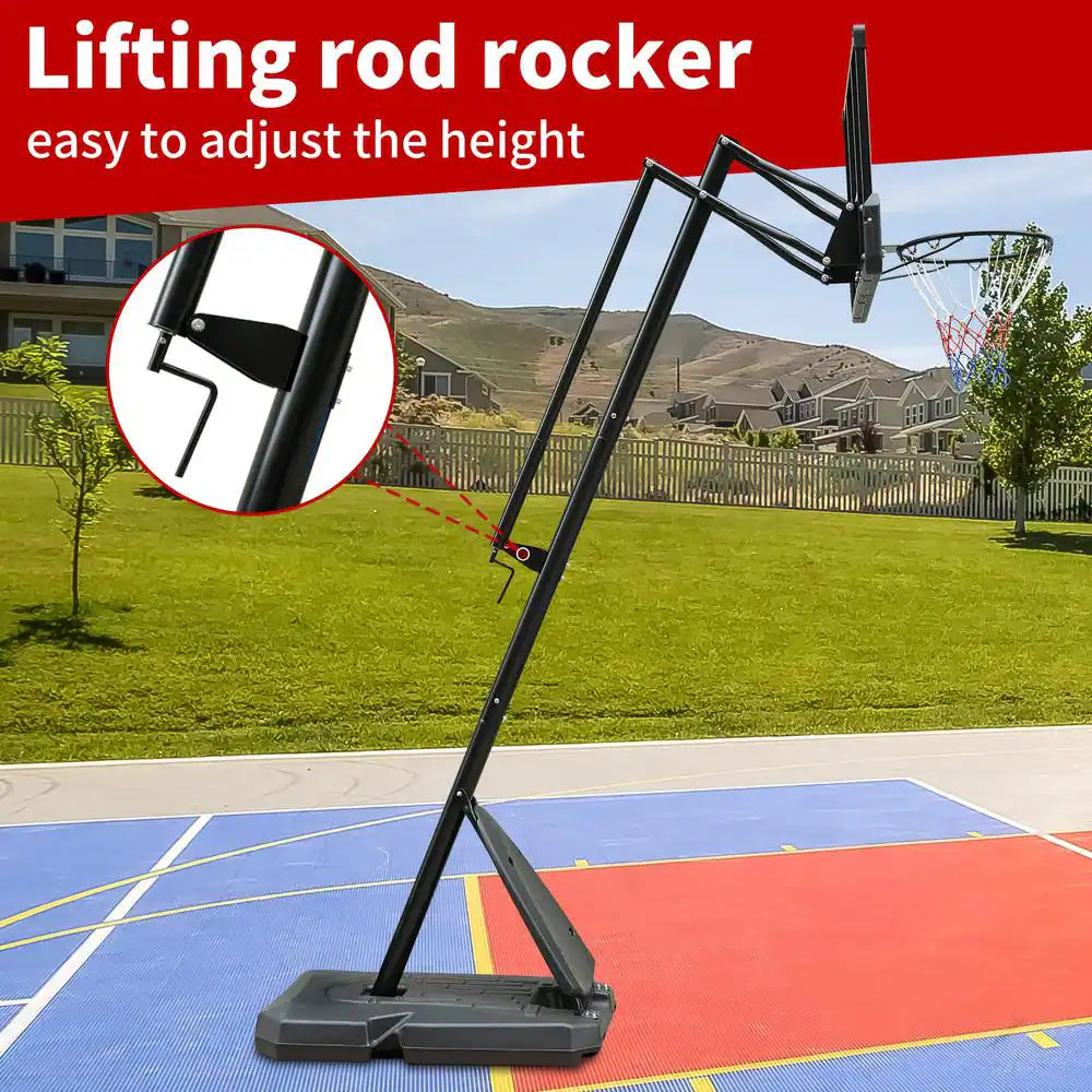 44 In. Backboard Portable Basketball Goal System with Stable Base and Wheels, Height Adjustable 6 to 10 Ft.