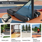 4.76 Ft. to 10 Ft. Black Metal Portable Basketball Hoop Height Adjustment with LED Lights