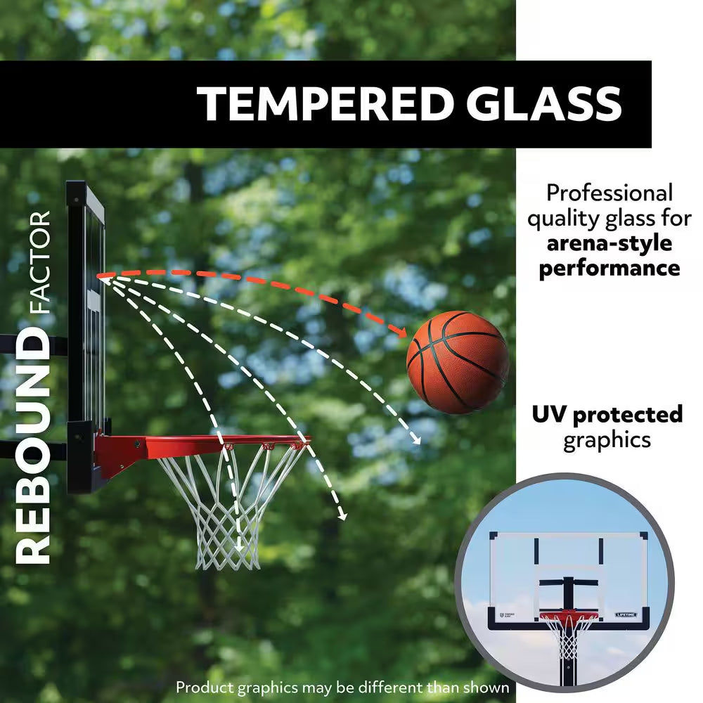 60 In. Tempered Glass Mammoth Bolt down Basketball Hoop