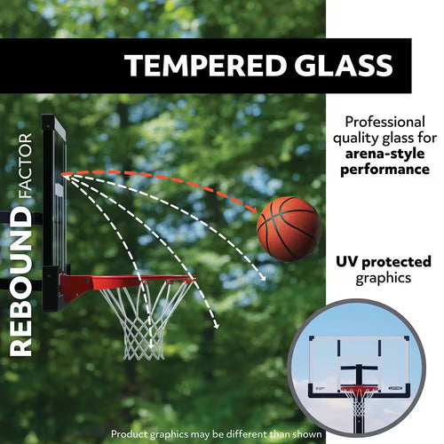 60 In. Tempered Glass Mammoth Bolt down Basketball Hoop