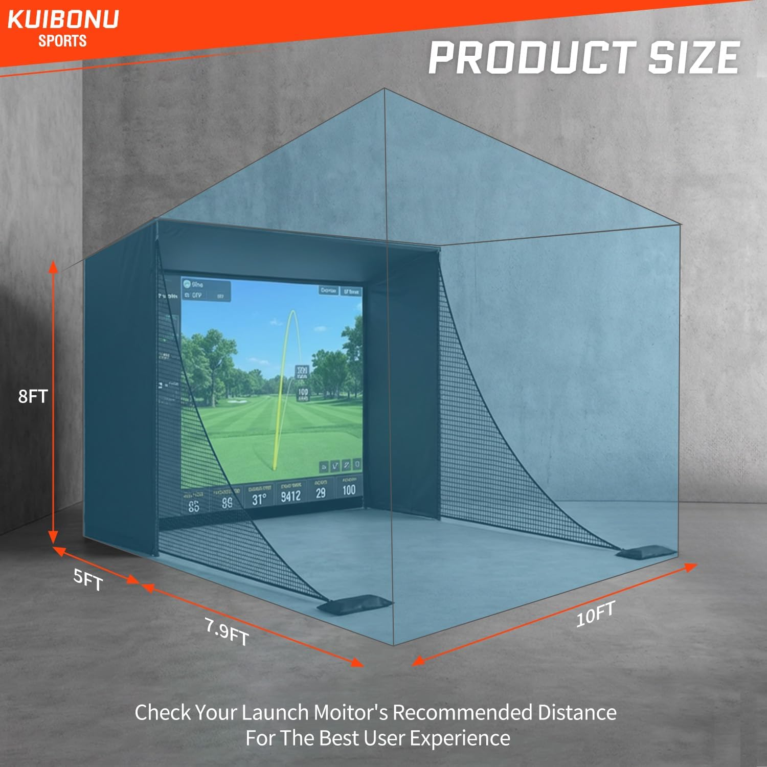 Upgraded Golf Simulator Enclosure, 10 X 8 Ft Golf Simulators for Home, HD Triple Layer Impact Screen, Foam Padding Steel Frame, Side Barrier Netting & Lightproof Cloth