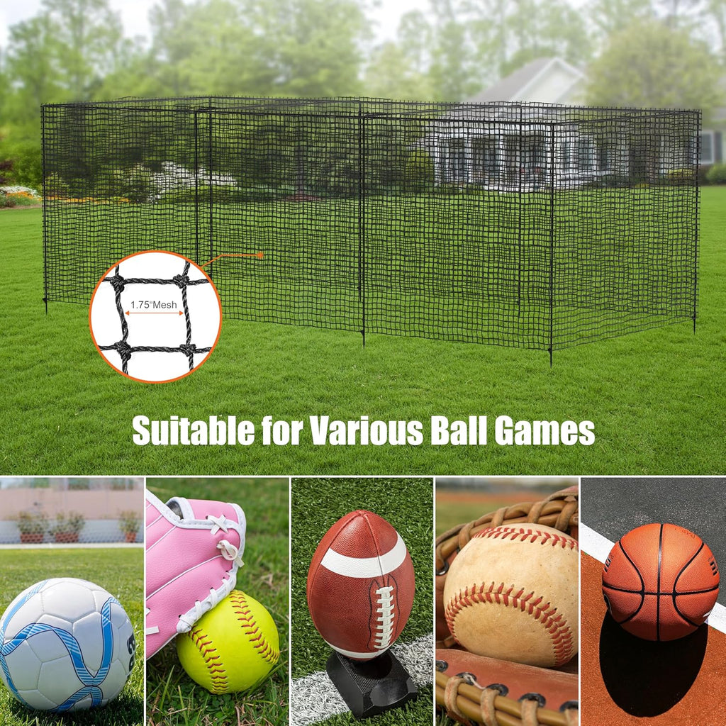 Baseball Batting Cage Nets,20‘L/ 35'L/55'L/70'L Baseball and Softball Cage Netting, Enclosed HDPE #30 /#45 Netting Batting Cages for Backyard and Indoor (NET ONLY)