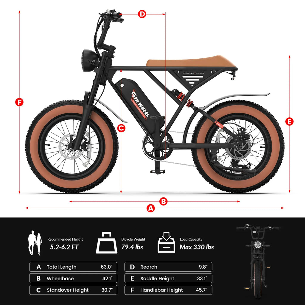 W16B 20" X 4" Fat Tire Electric Bike, 750W Motor Adult Ebike with 48V 15.6Ah Removable Battery, Electric Bicycle with 7 Speed, UL2849