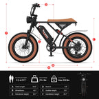 W16B 20" X 4" Fat Tire Electric Bike, 750W Motor Adult Ebike with 48V 15.6Ah Removable Battery, Electric Bicycle with 7 Speed, UL2849