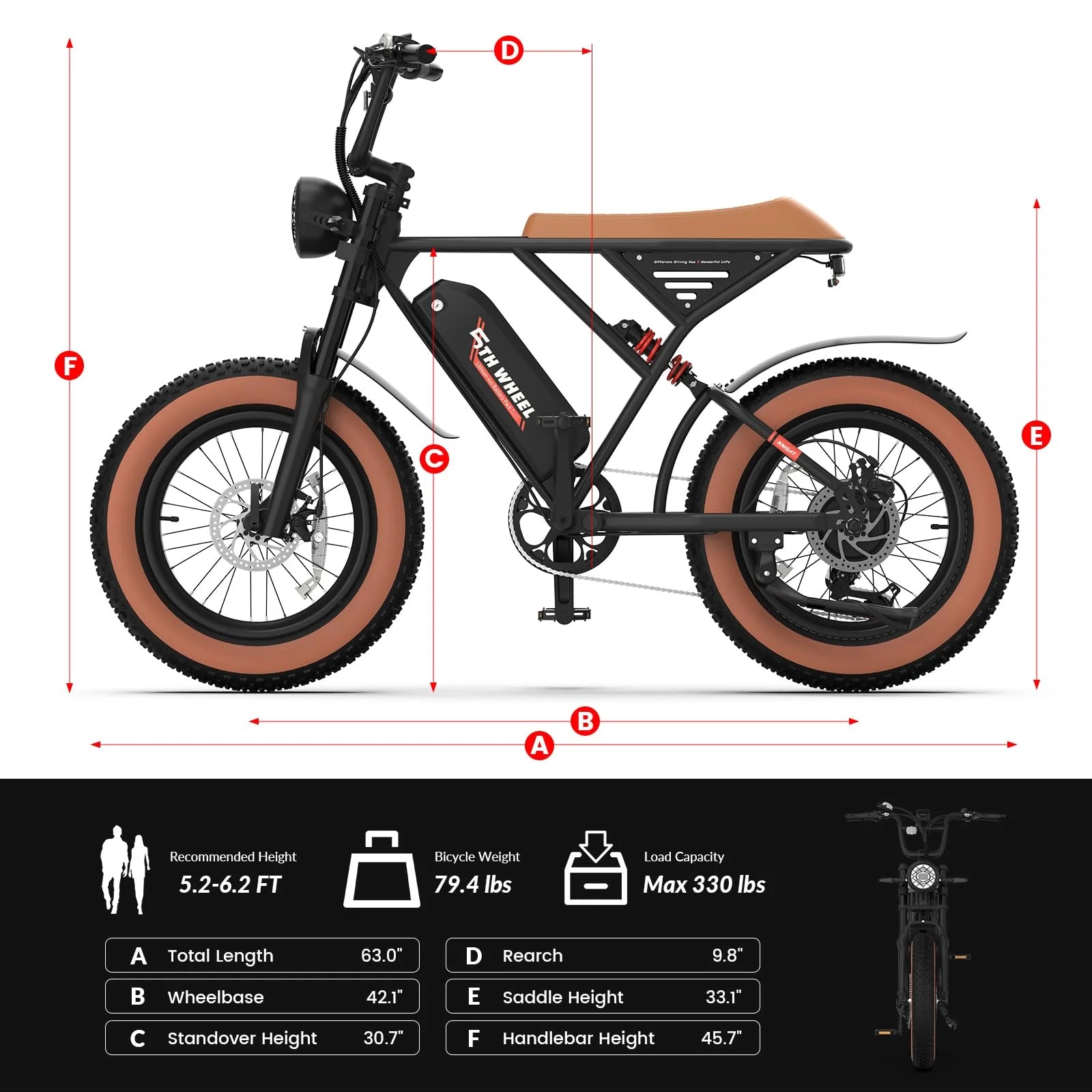 W16B 20" X 4" Fat Tire Electric Bike, 750W Motor Adult Ebike with 48V 15.6Ah Removable Battery, Electric Bicycle with 7 Speed, UL2849