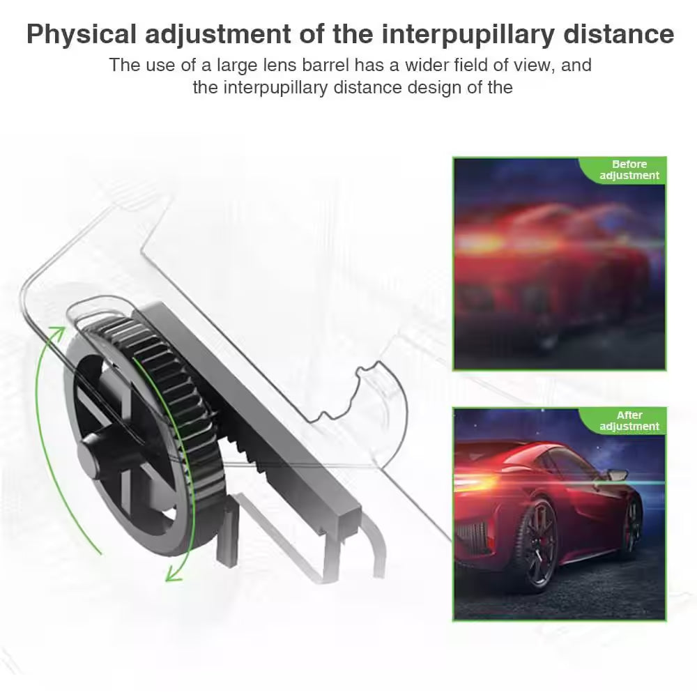Virtual Reality VR Headset 3D Glasses Black Stereo Headphones for 4.7-7 In. Phones with 360° Experience