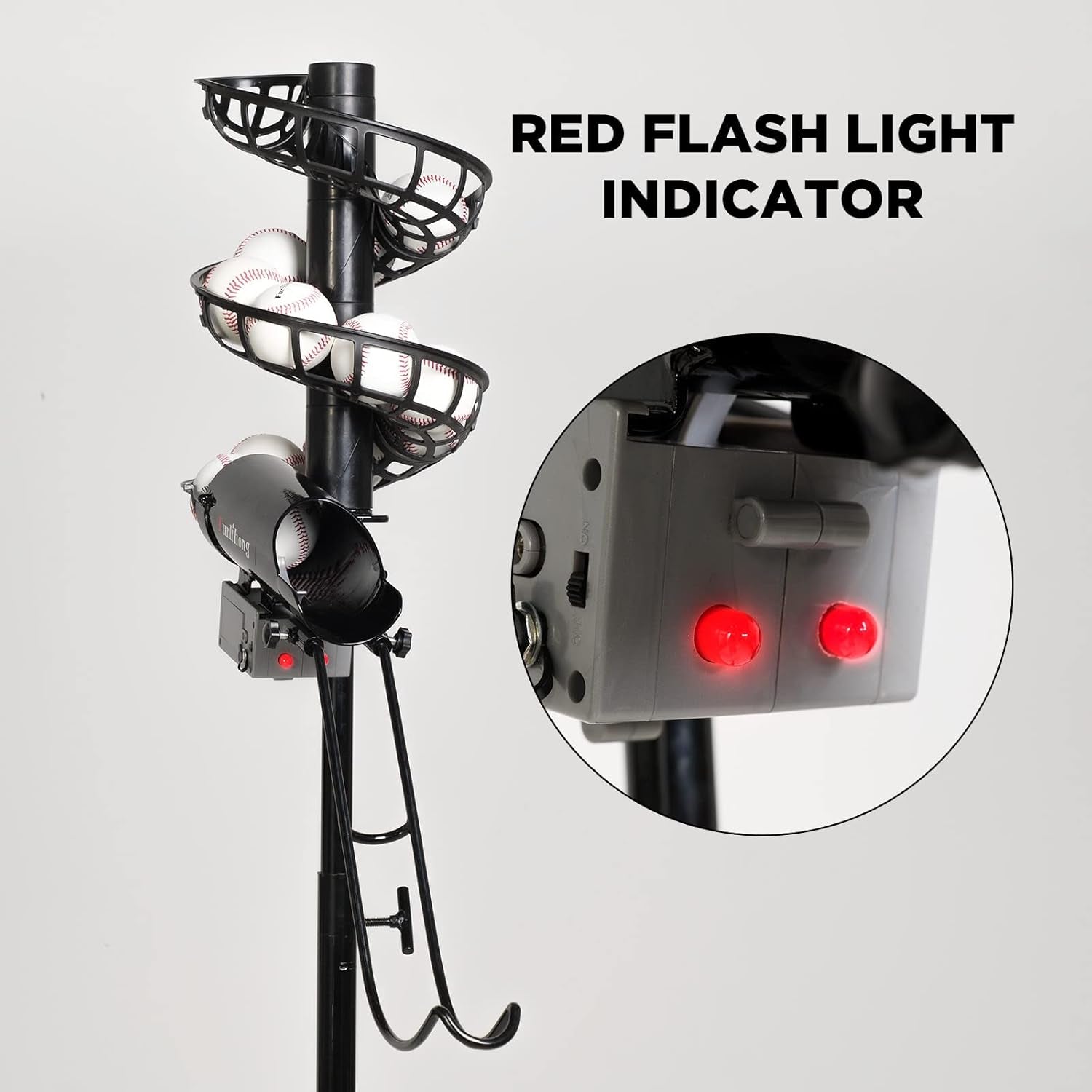 777BH-B 2 in 1 Automatic Baseball Pitching Machine Feeder and Soft Toss Trainer, Stable and Height Adjustable, Extendable Ball Stacker, with Removable Chute