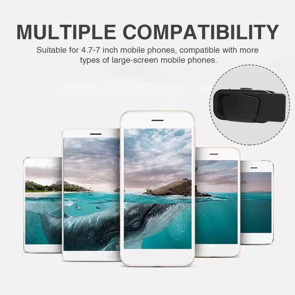 Virtual Reality VR Headset 3D Glasses Black Stereo Headphones for 4.7-7 In. Phones with 360° Experience
