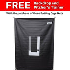 Batting Cage Nets: #60 Twisted Knotted Black Polyethylene. Heavy Duty, Commercial Grade