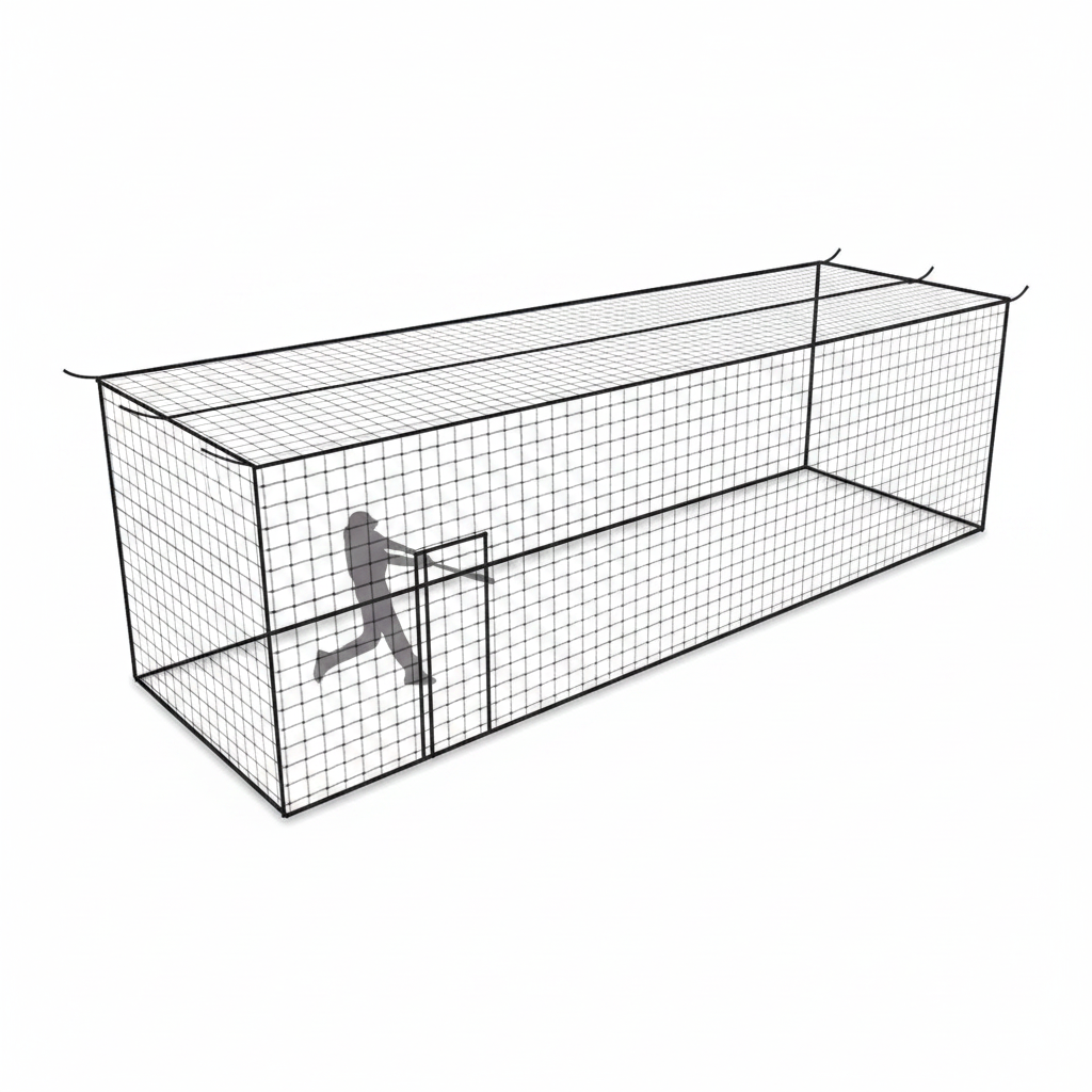 Batting Cage Net 55'L/35'L/20'L, Fully Enclosed Baseball & Softball Cage Netting - NET ONLY - Not Include Poles and Frame - PE Hitting Cage Net with Door, Batting Nets for Baseball Backyard