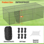 Baseball Batting Cage Nets,20‘L/ 35'L/55'L/70'L Baseball and Softball Cage Netting, Enclosed HDPE #30 /#45 Netting Batting Cages for Backyard and Indoor (NET ONLY)