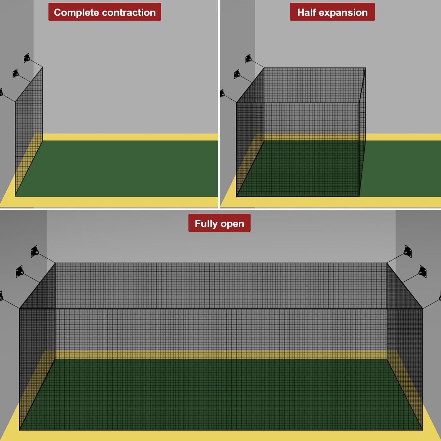 Baseball Batting Cage Nets,20‘L/ 35'L/55'L/70'L Baseball and Softball Cage Netting, Enclosed HDPE #30 /#45 Netting Batting Cages for Backyard and Indoor (NET ONLY)
