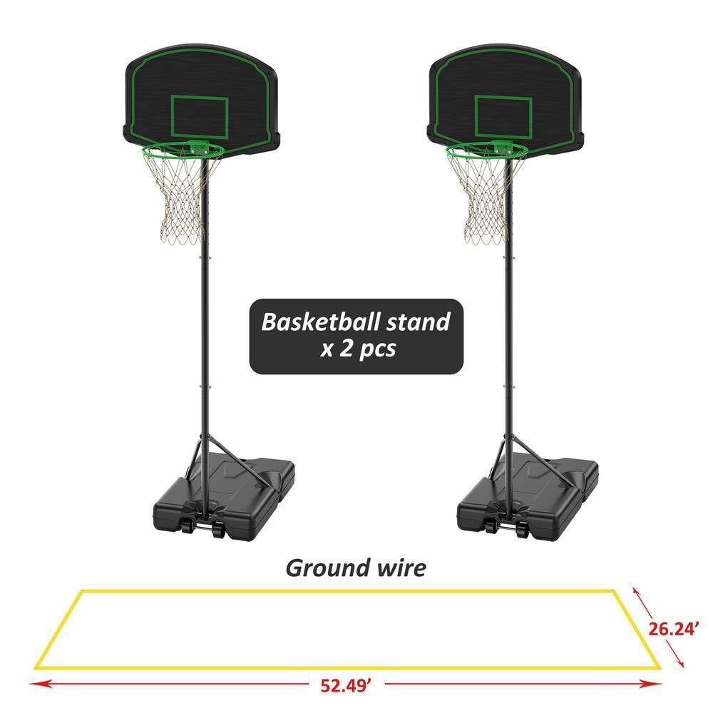 Portable Basketball Hoop Basketball Goal System 60 In. to 78 In. Height Adjustable, Fillable Base with Wheels (2-Pack)