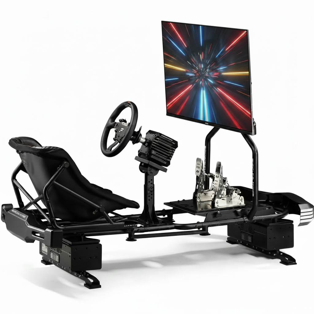 Professional Kart Racing Simulator Cockpit with Adjustable Seat and Wheel Mount