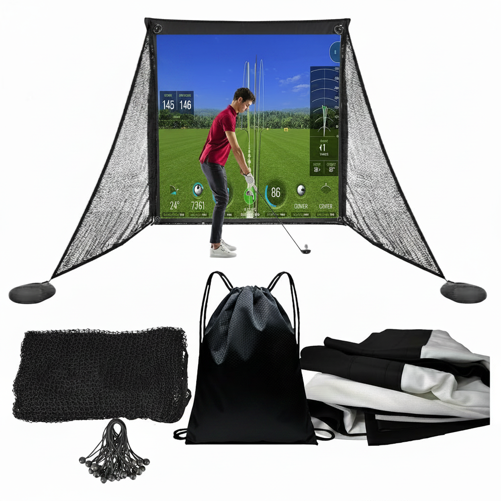 Golf Simulator Impact Screen with Black Double Layer Blackout Cloth Shank Side N