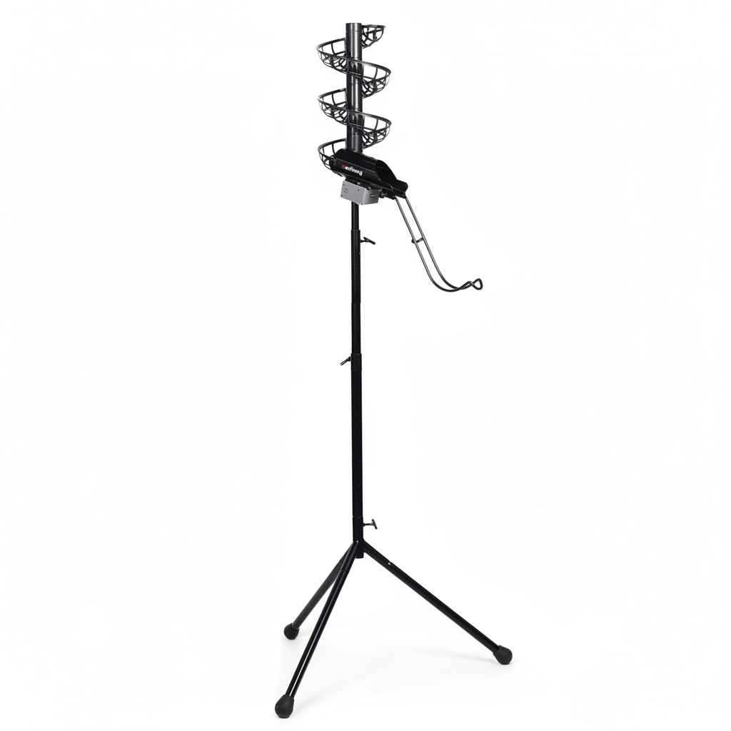 2 in 1 Automatic Baseball Pitching Machine Feeder and Soft Toss Trainer, Stable and Height Adjustable, Extendable Ball Stacker, with Removable Chute