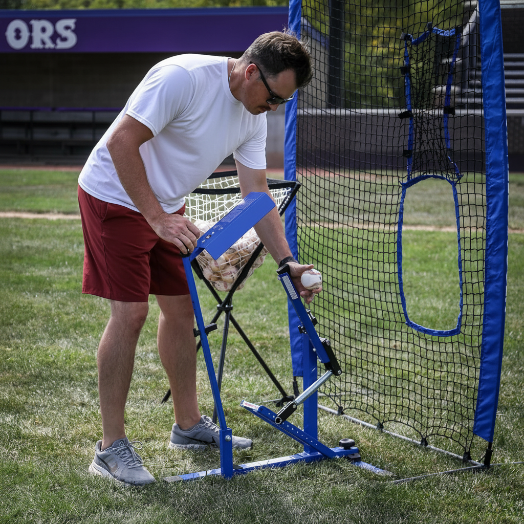 Professional Baseball Pitching Machine with Blue Flame Throwing System