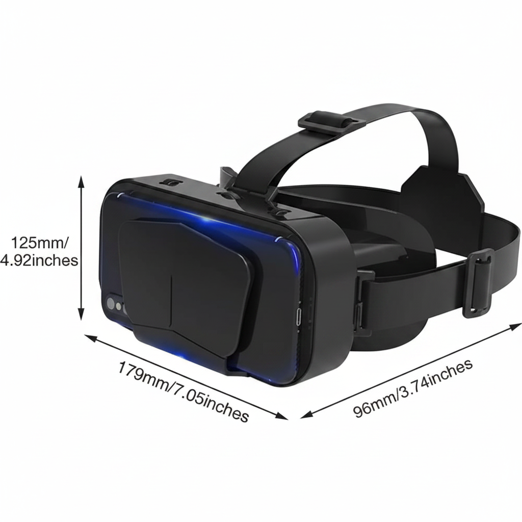 VR Headset 3D Glasses, 4.7-7 Inch Phone Universal Large Screen 360° Panorama Anti-Blue Light Adjustable Pupil Distance Stereo Headphones for Movies & Games
