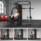 Home Gym Smith Machine with 138LB Weight Stack, Leg Press & LAT Station for Full Body Workouts